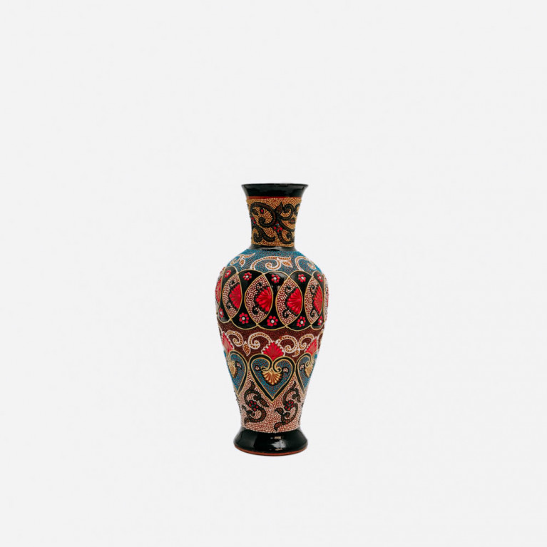 Unique handmade vase from Rishtan (Uzbekistan), 30 cm, drip technique